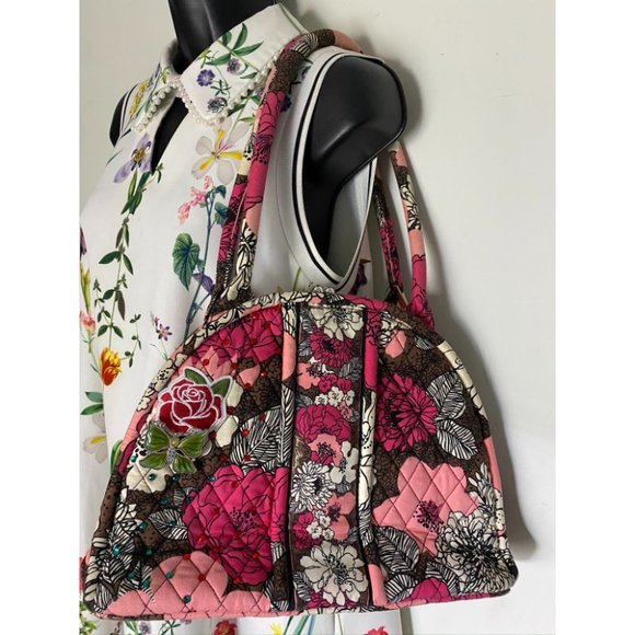 VERA BRADLEY Quilted Tote Bag w/ Wallet Black Red - Picture 12 of 13